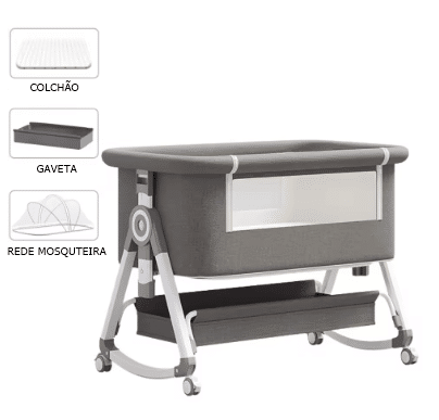 Berço de Bebé Mel Cinzento