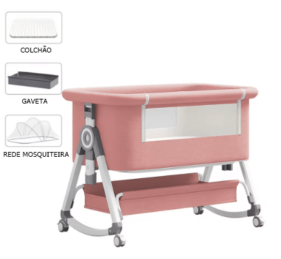 Berço de Bebé Mel Rosa