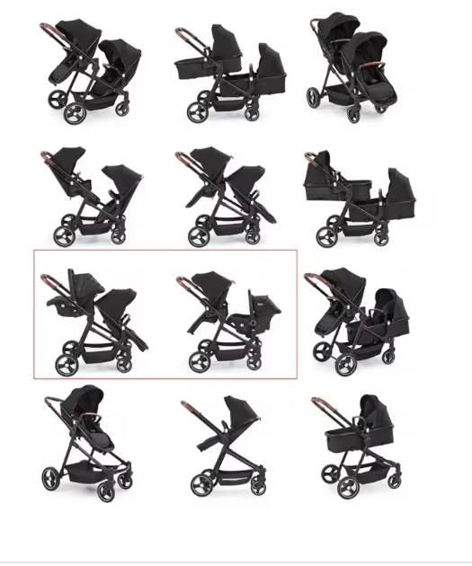 Carrinho de bebé Trio Gêmeos Preto