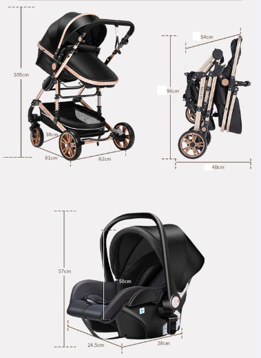 Carrinho de bebé Trio Mágico Preto / Dourado
