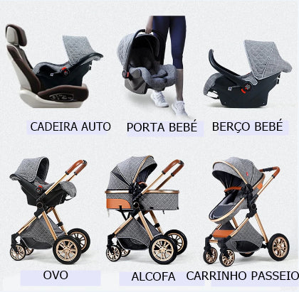 Carrinho de bebé Trio MelBaby Cinza escuro