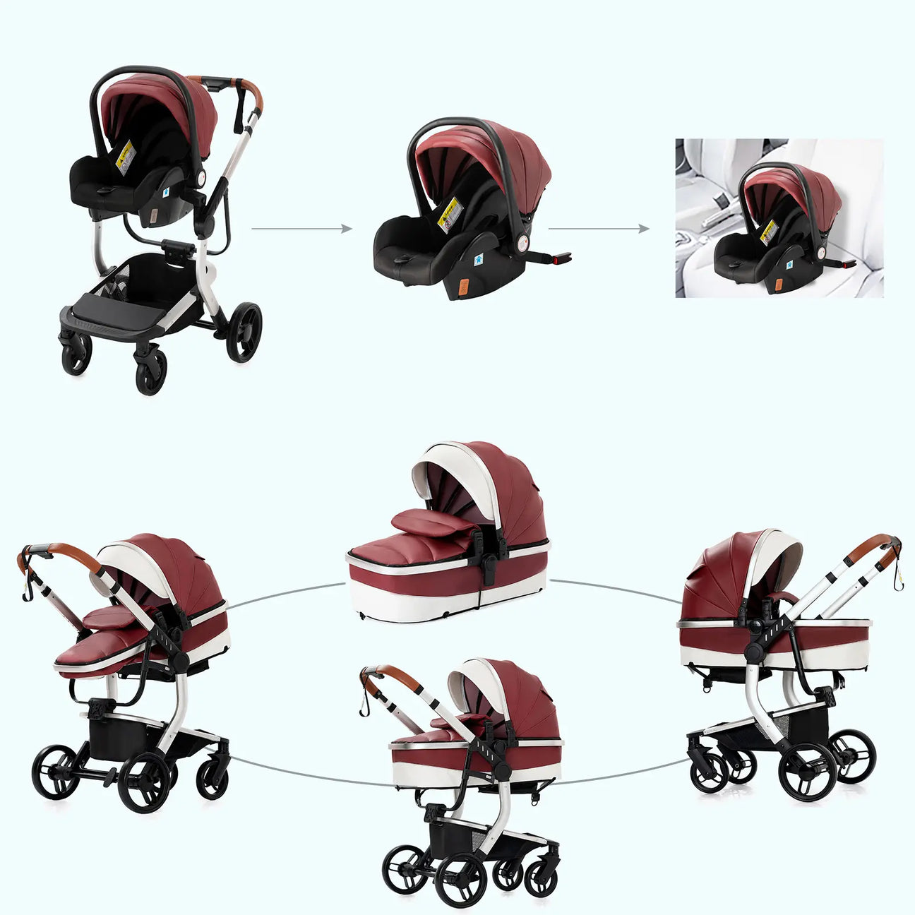 Carrinho de bebé Trio Lux Bordeaux