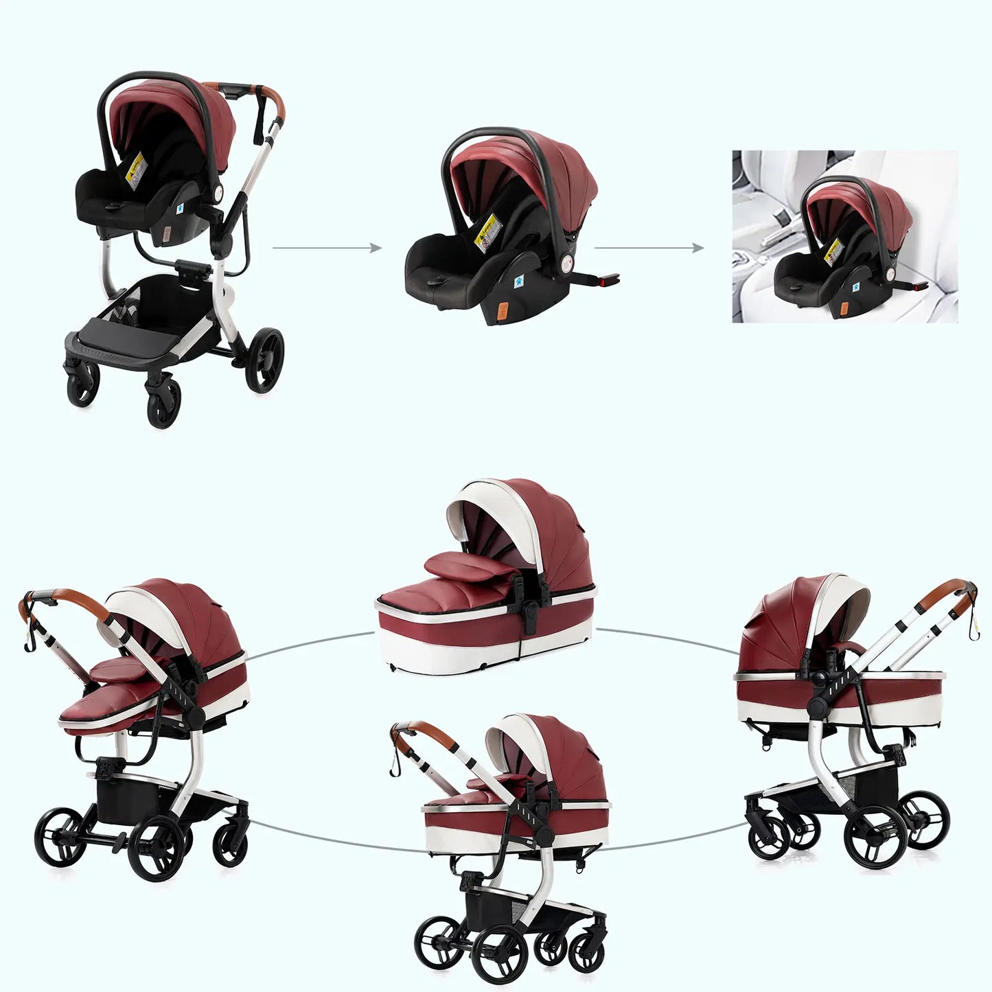 Carrinho de bebé Trio Lux Bordeaux