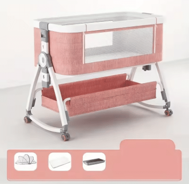 Berço de Bebé Mel Rosa
