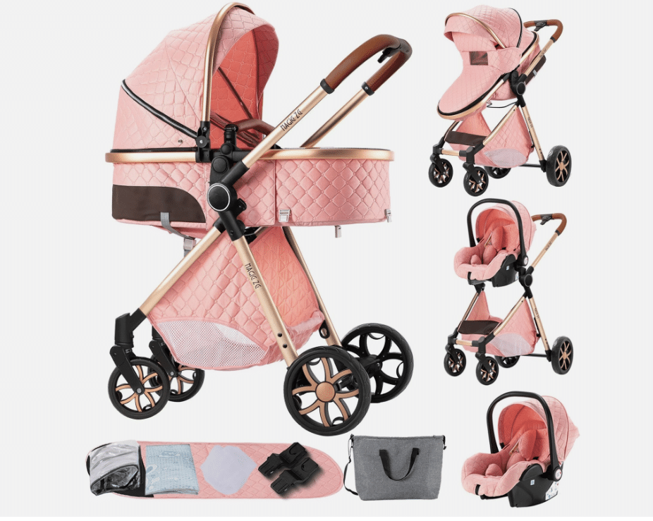 Carrinho de bebé Trio MelBaby Rosa