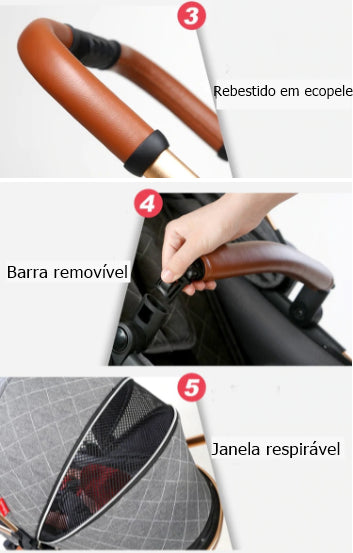 Carrinho de bebé Trio MelBaby Kaqui