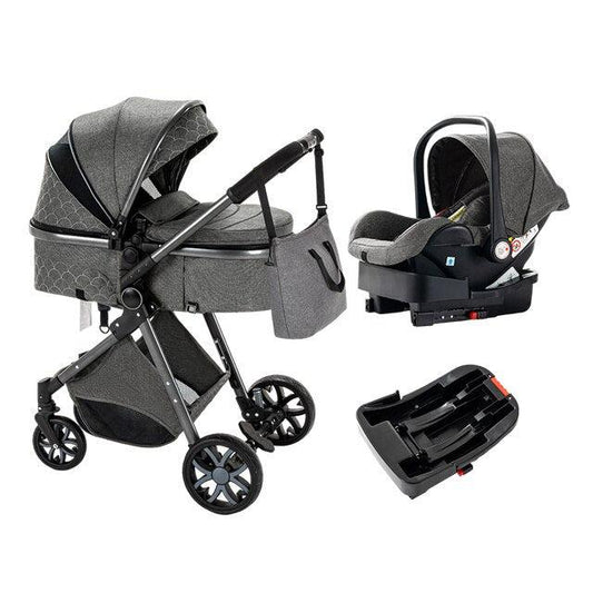 Carrinho de bebé Trio MelBaby Cinza escuro com Base ISOFIX
