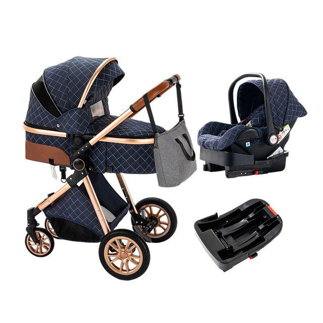Carrinho de bebé Trio MelBaby Azul com Base ISOFIX