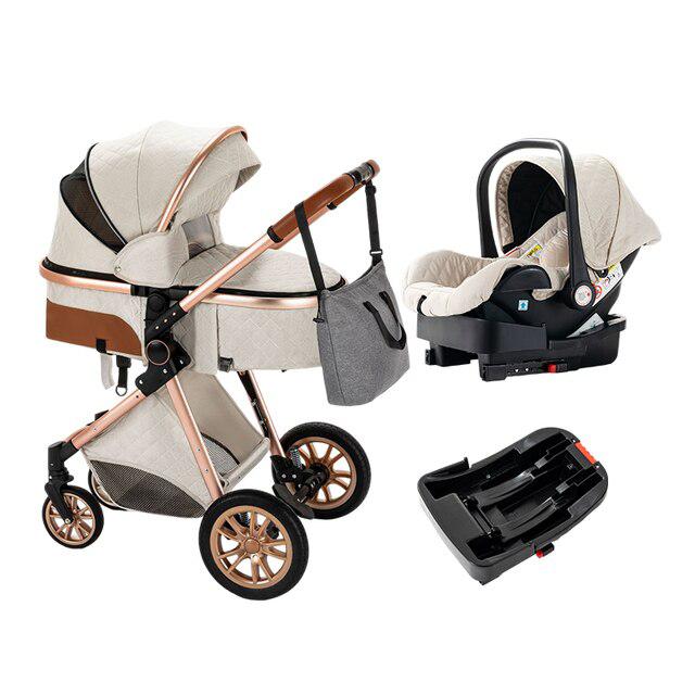 Carrinho de bebé Trio MelBaby Branco com Base ISOFIX