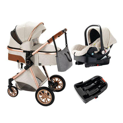 Carrinho de bebé Trio MelBaby Branco com Base ISOFIX