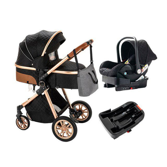 Carrinho de bebé Trio MelBaby Preto com Base ISOFIX