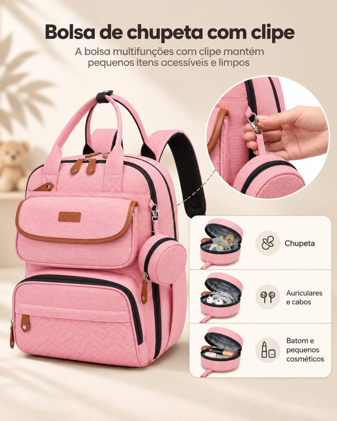 Mochila de Maternidade Rosa