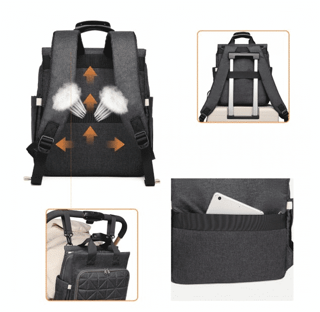 Mochila de maternidade Cinza escuro