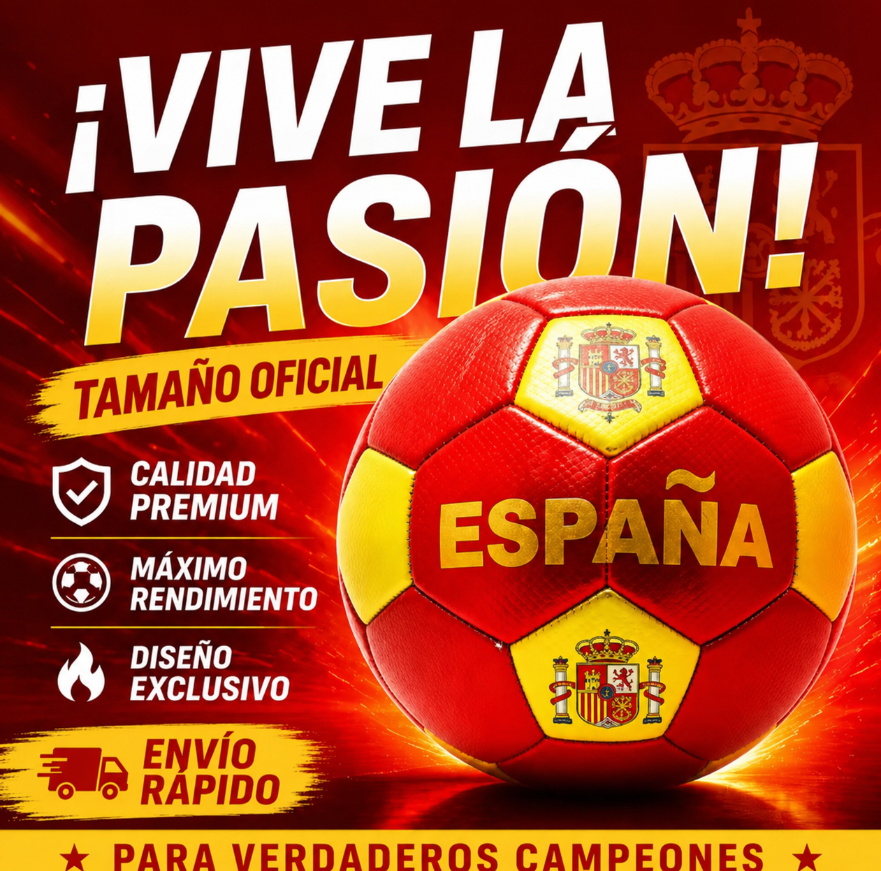 Balón de Fútbol España Talla 5 – Resistente al Agua